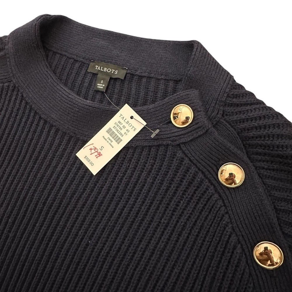 Talbots Button Poncho Cape Sweater, Navy, NWT - Picture 7 of 12